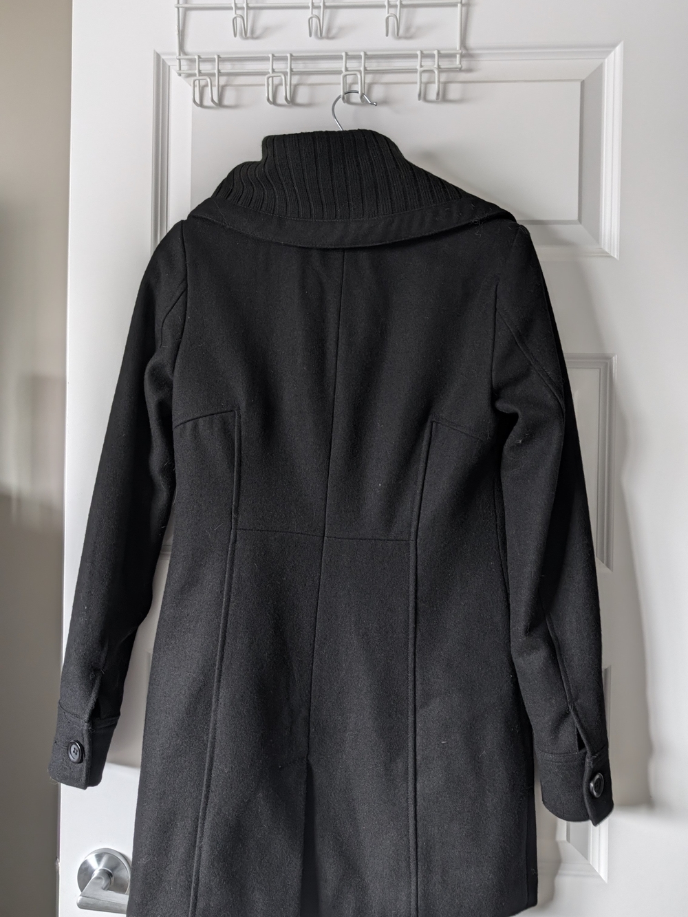 Only Black Trench Coat with Ribbed Collar